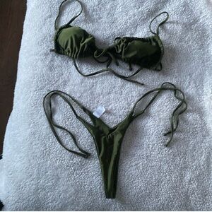 Olive bikini thong set